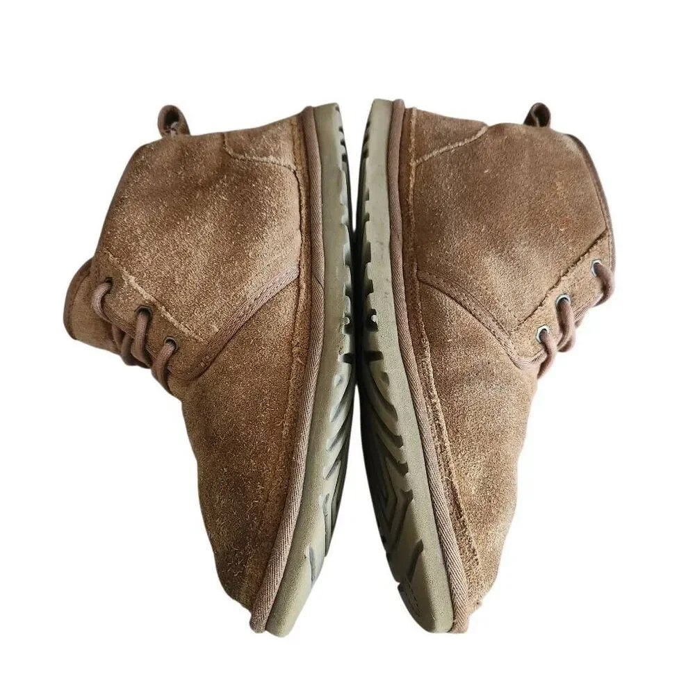 UGG Chukka Ankle Boots Mens 9 Neumel Chestnut Suede Leather Wool Lace‎ Up